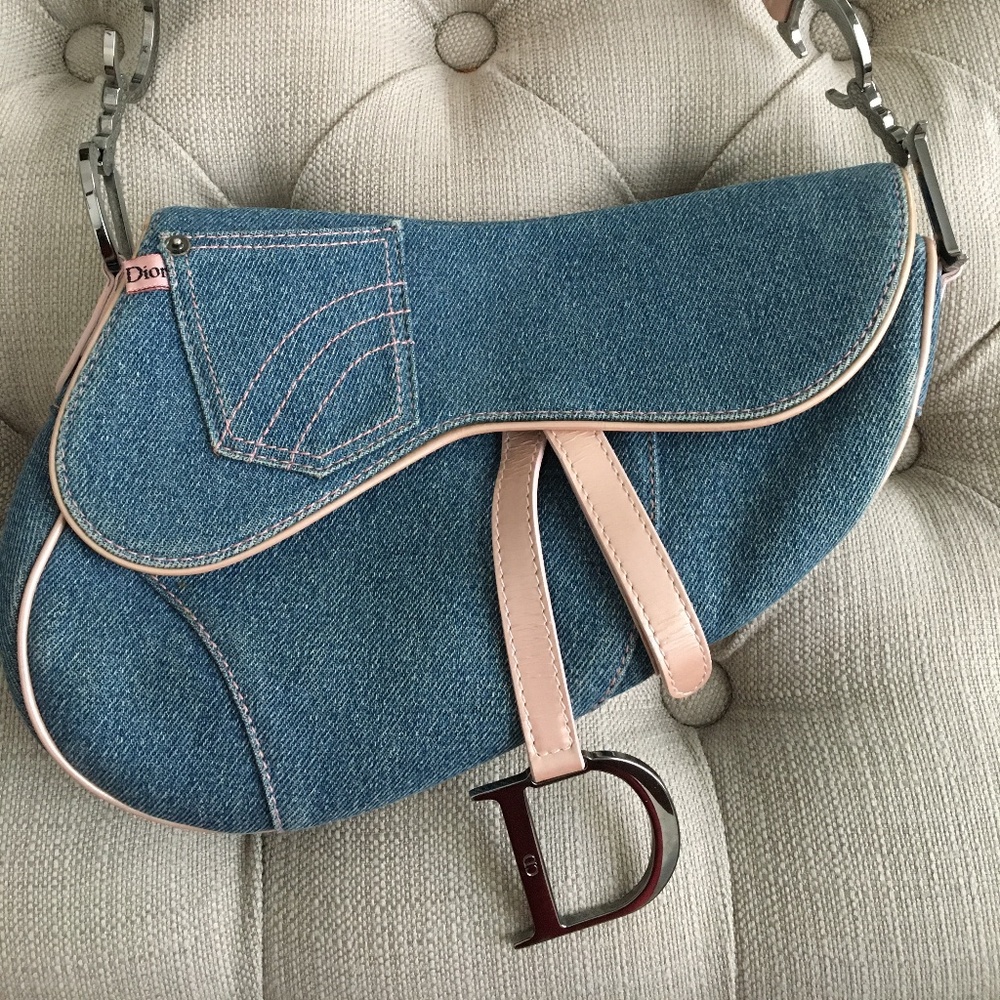 Christian Dior Denim Double Saddle Bag Vintage